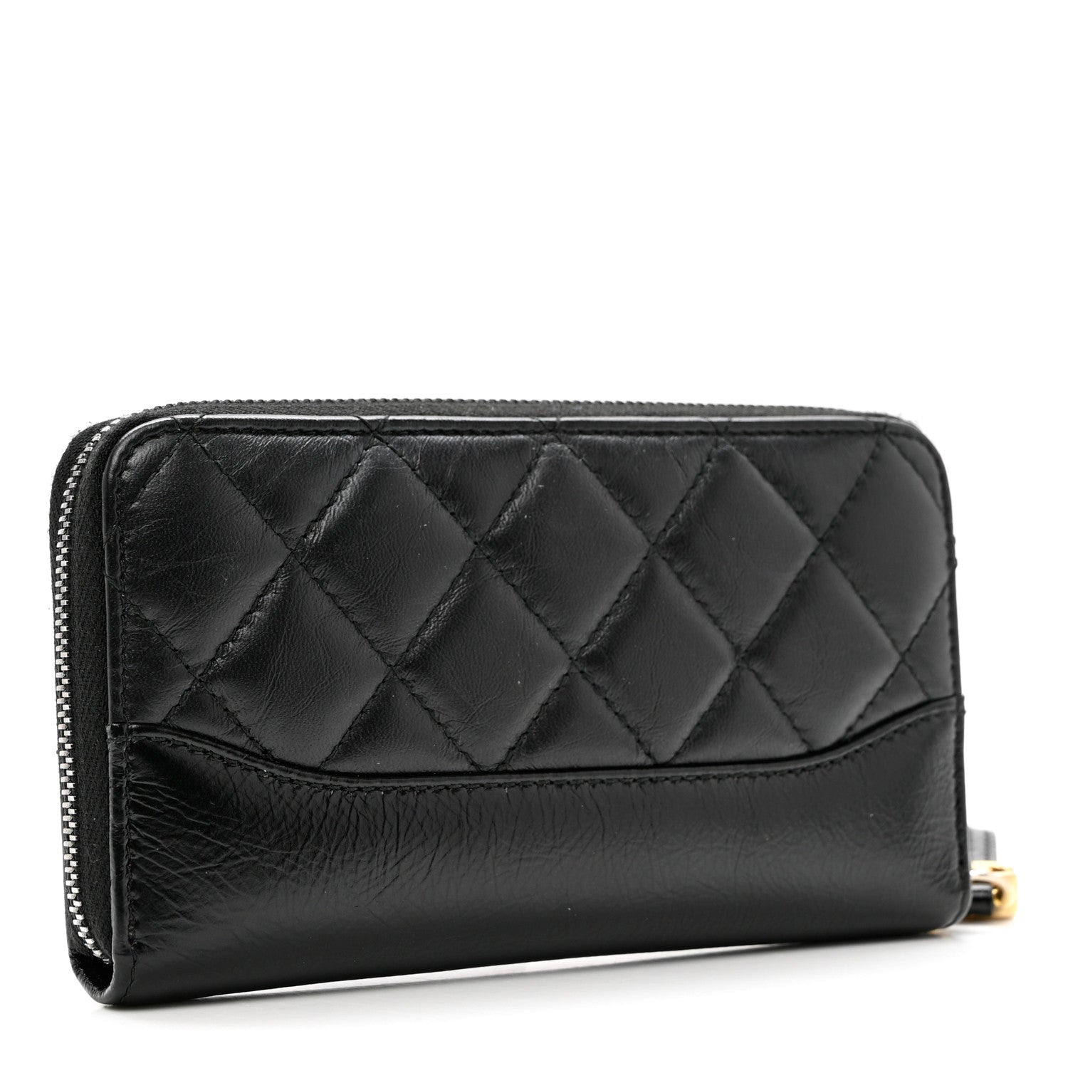 Chanel Aged Calfskin Quilted Small Gabrielle Zip Around Wallet Black 4 of 10
