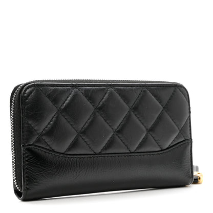 Chanel Aged Calfskin Quilted Small Gabrielle Zip Around Wallet Black 4 of 10