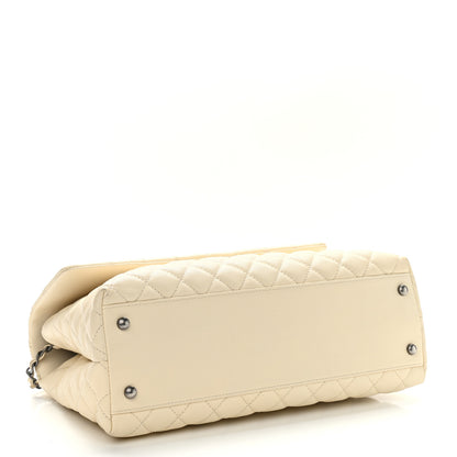 Chanel Caviar Lizard Quilted Medium Coco Handle Flap White 3 of 9