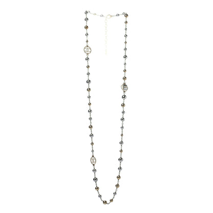 Chanel Pearl Bead Enamel CC Long Necklace Gold Silver 2 of 4