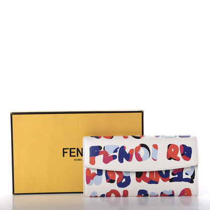 Fendi Vitello Elite Fendi Roma Continental Wallet White Multicolor 7 of 7
