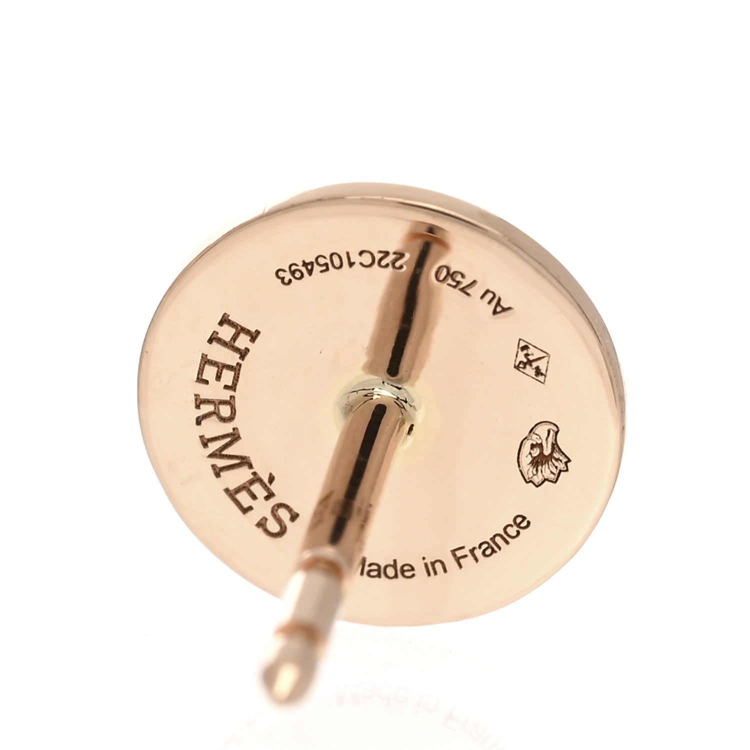 Hermes 18K Rose Gold TPM Ex-Libris Stud Earrings 4 of 5