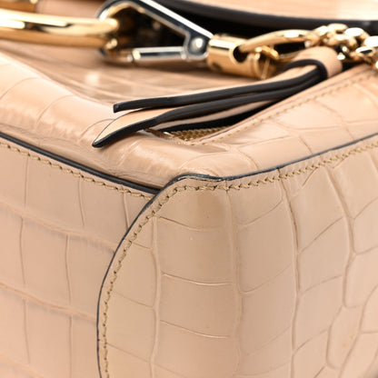 Chloe Calfskin Crocodile Embossed Small Faye Day Shoulder Bag Beige 10 of 12