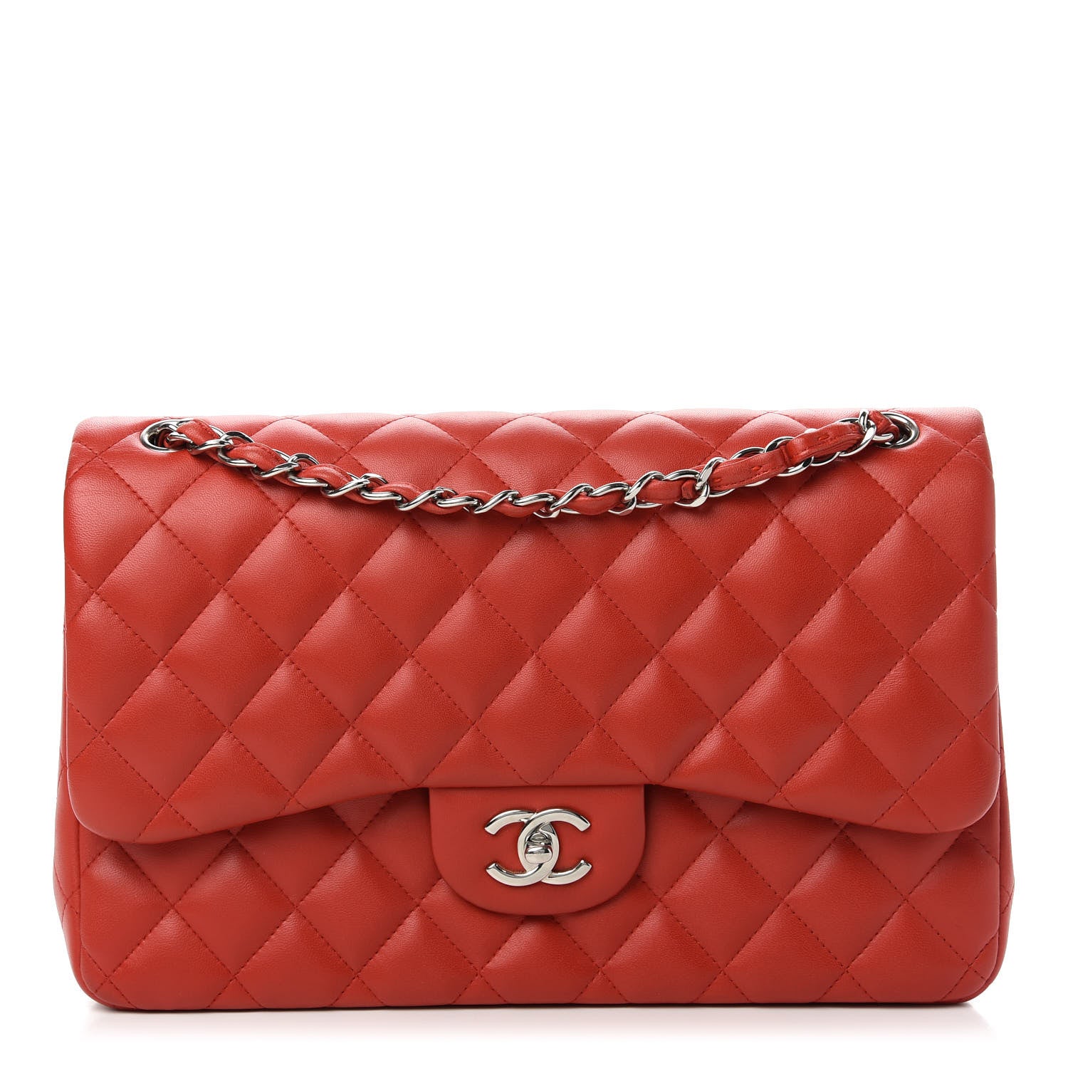 Chanel Lambskin Quilted Jumbo Double Flap Red 1 of 10