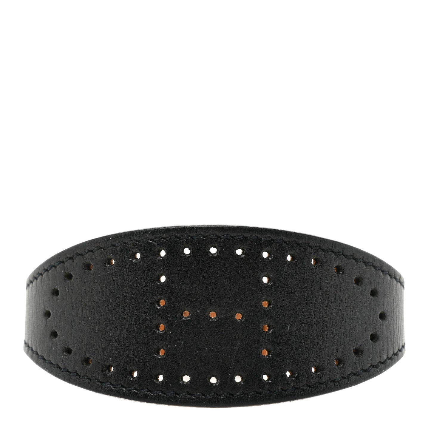 Calfskin Reversible Perforated H Bracelet S Black