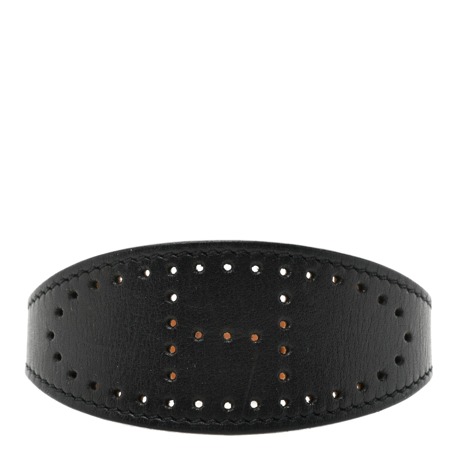 Hermes Calfskin Reversible Perforated H Bracelet S Black 1 of 6