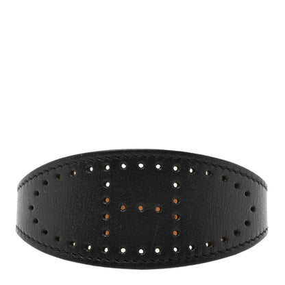Hermes Calfskin Reversible Perforated H Bracelet S Black 1 of 6