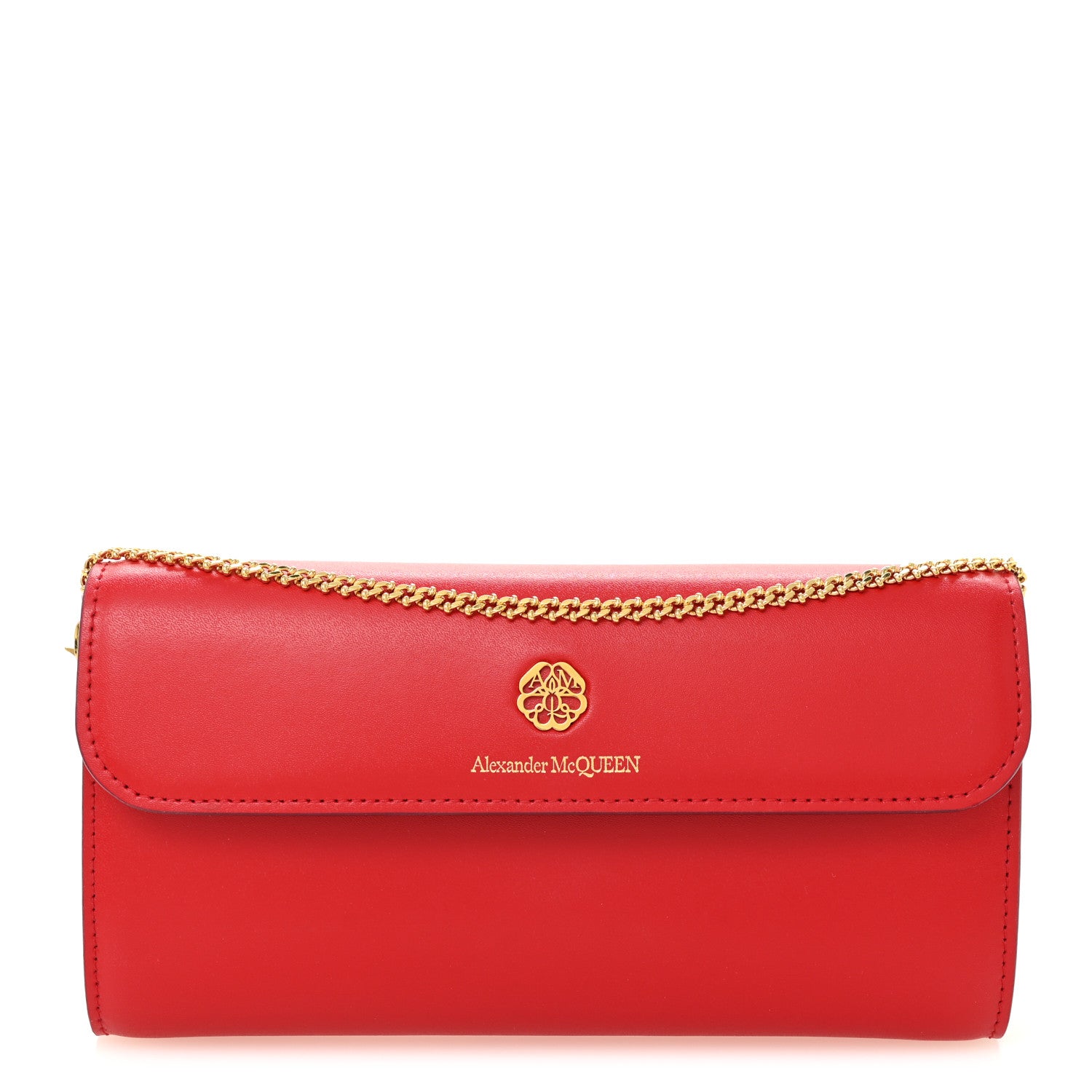 Alexander McQueen Calfskin Wallet on Chain Red 1 of 11