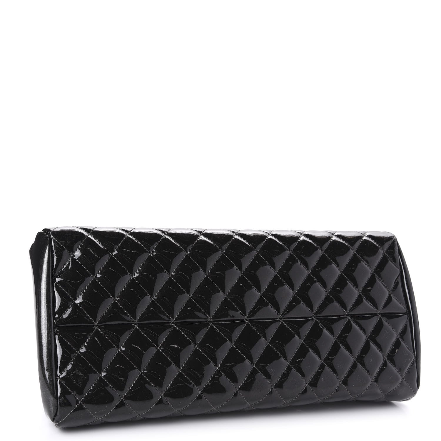 Chanel Metallic Patent Quilted Medium Just Mademoiselle Bowling Bag Silver Degrade 4 of 12