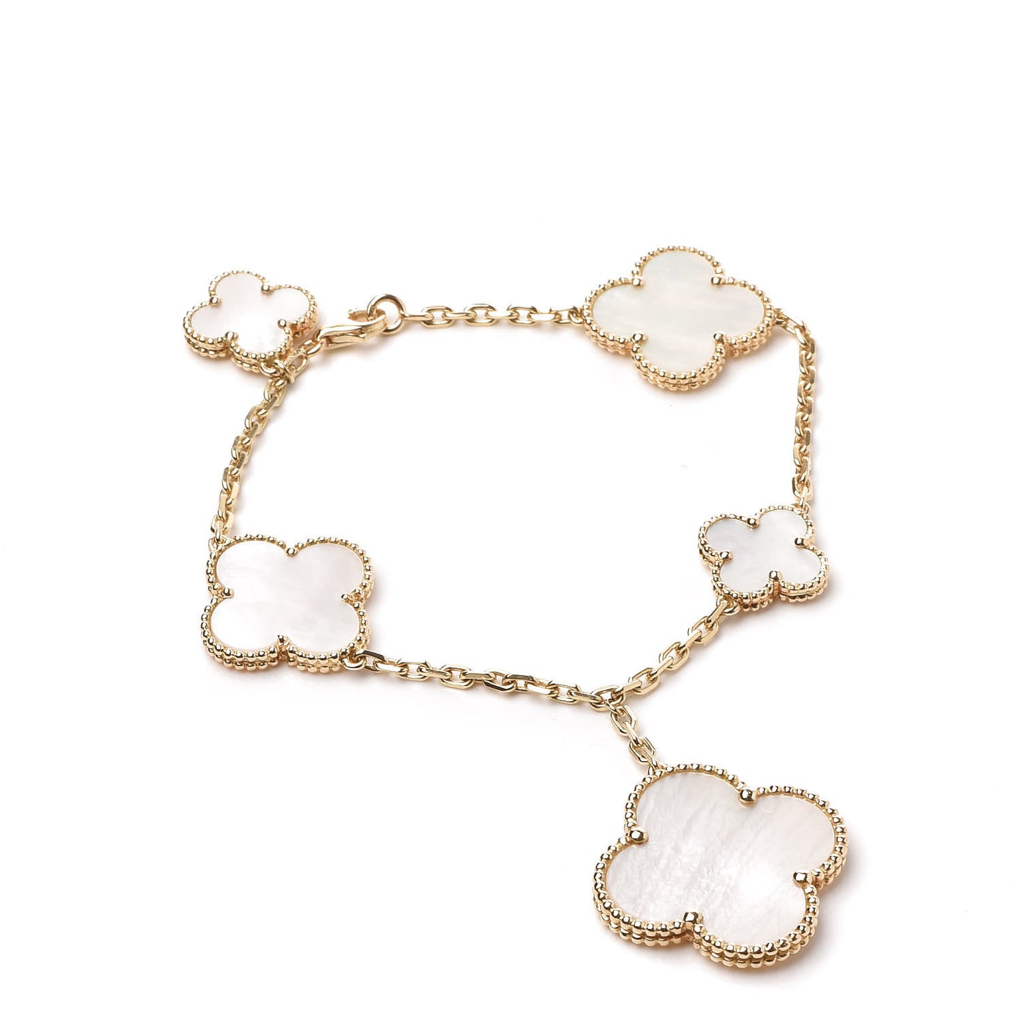 18K Yellow Gold Mother of Pearl 5 Motifs Magic Alhambra Bracelet