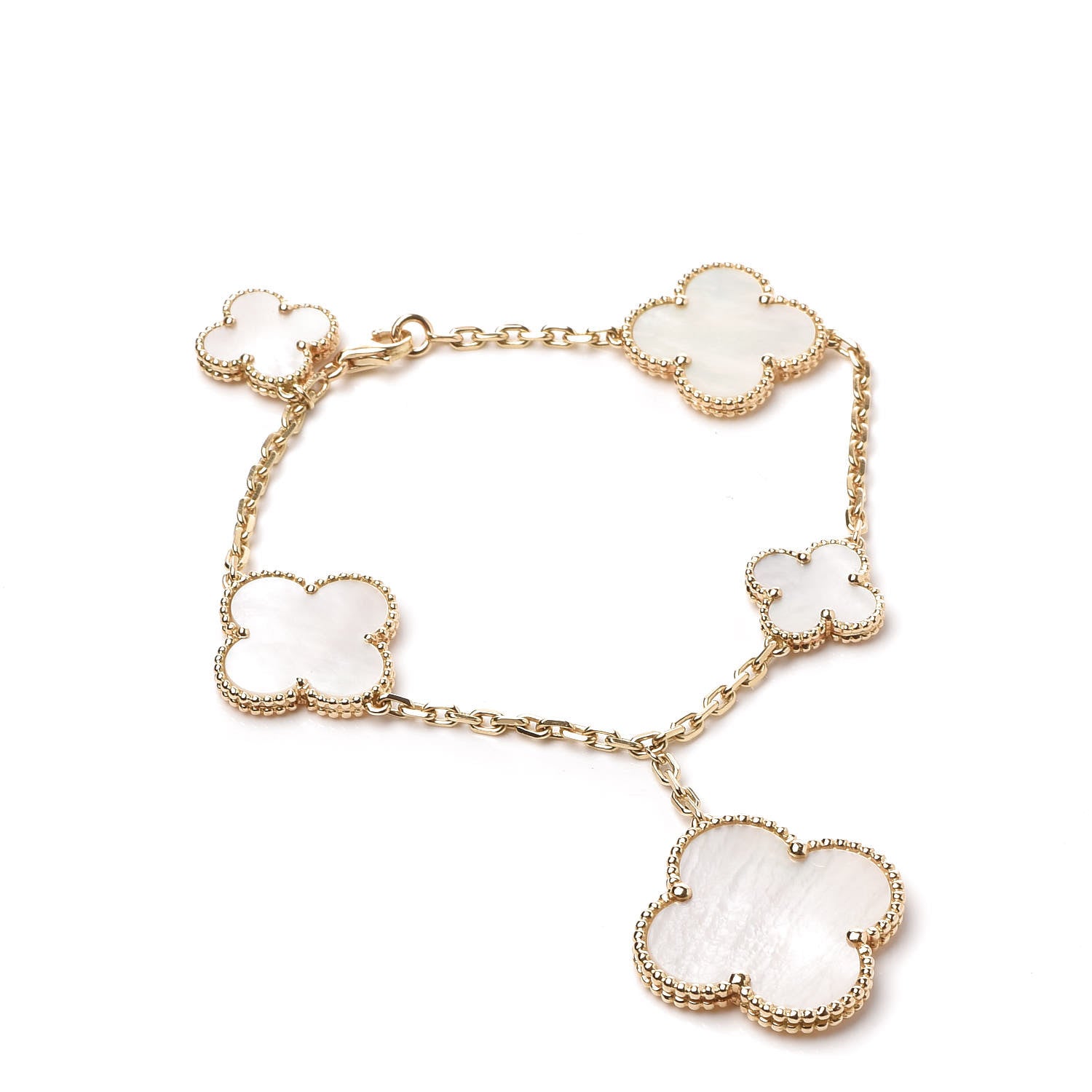 Van Cleef & Arpels 18K Yellow Gold Mother of Pearl 5 Motifs Magic Alhambra Bracelet 1 of 12