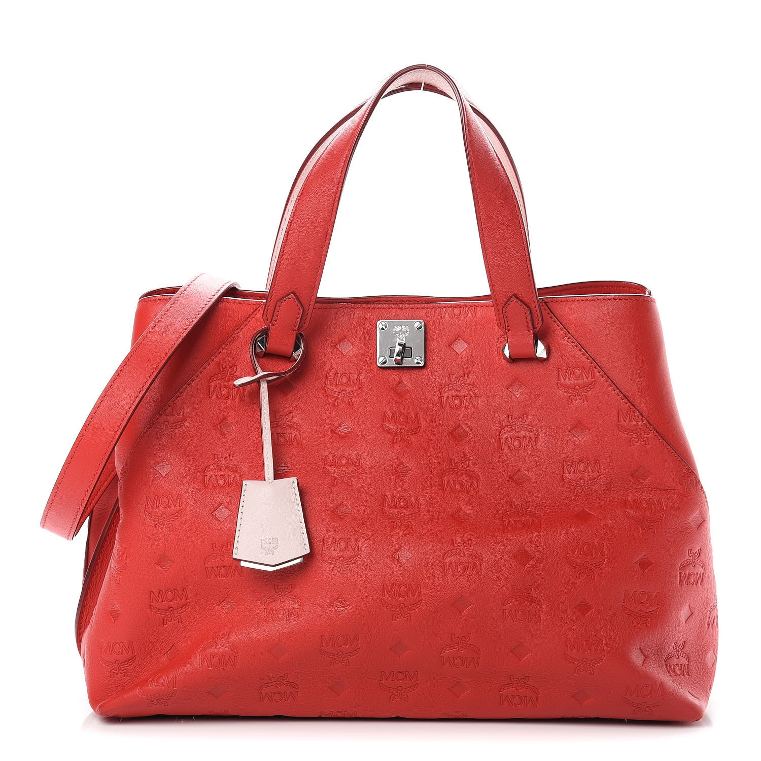 MCM Calfskin Ottomar Monogram Large Essential Tote Viva Red 1 of 16