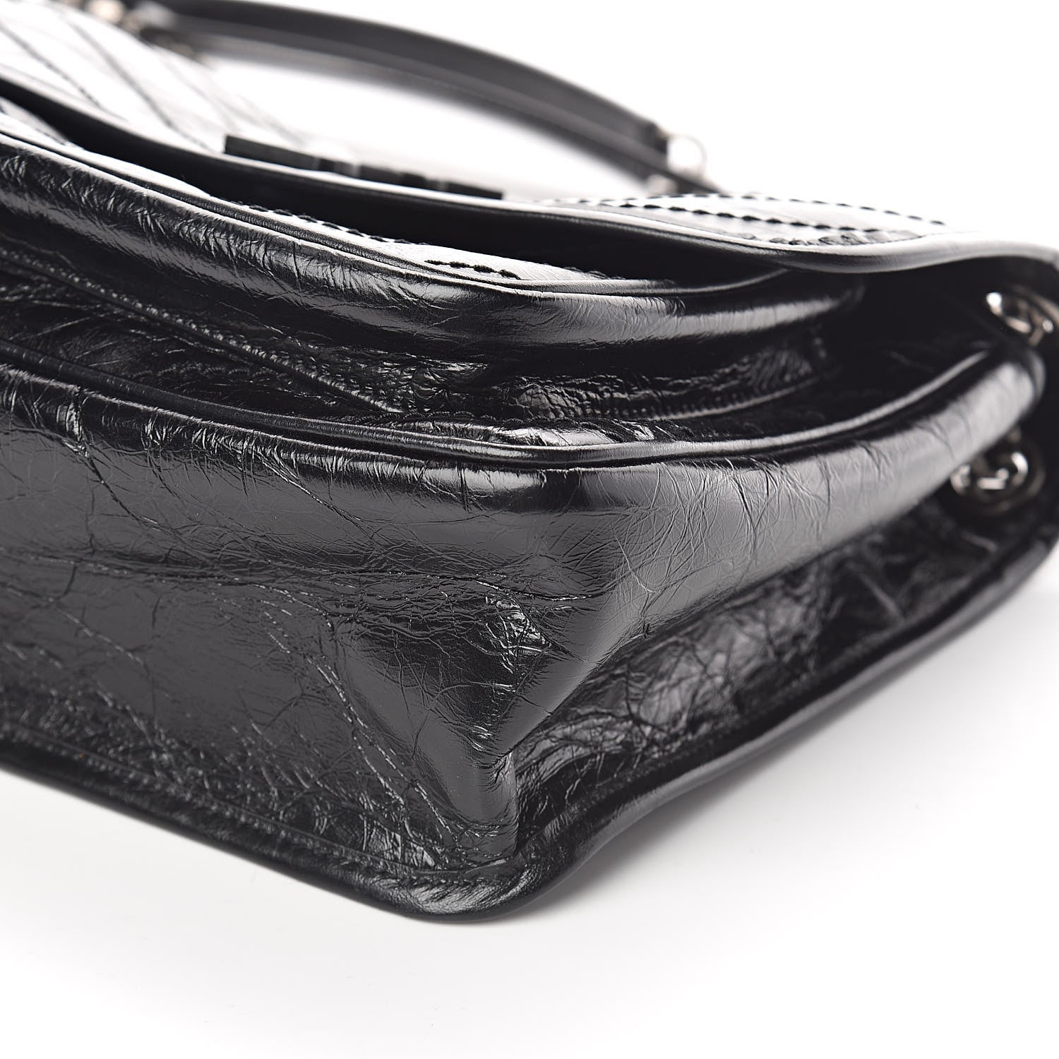 Saint Laurent Crinkled Calfskin Matelasse Monogram Medium Niki Chain Satchel Black 9 of 9