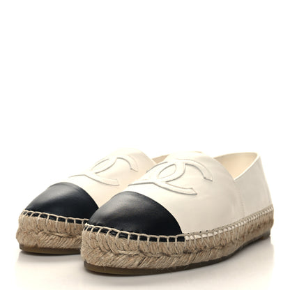 Chanel Lambskin CC Espadrilles 39 White Black 3 of 10