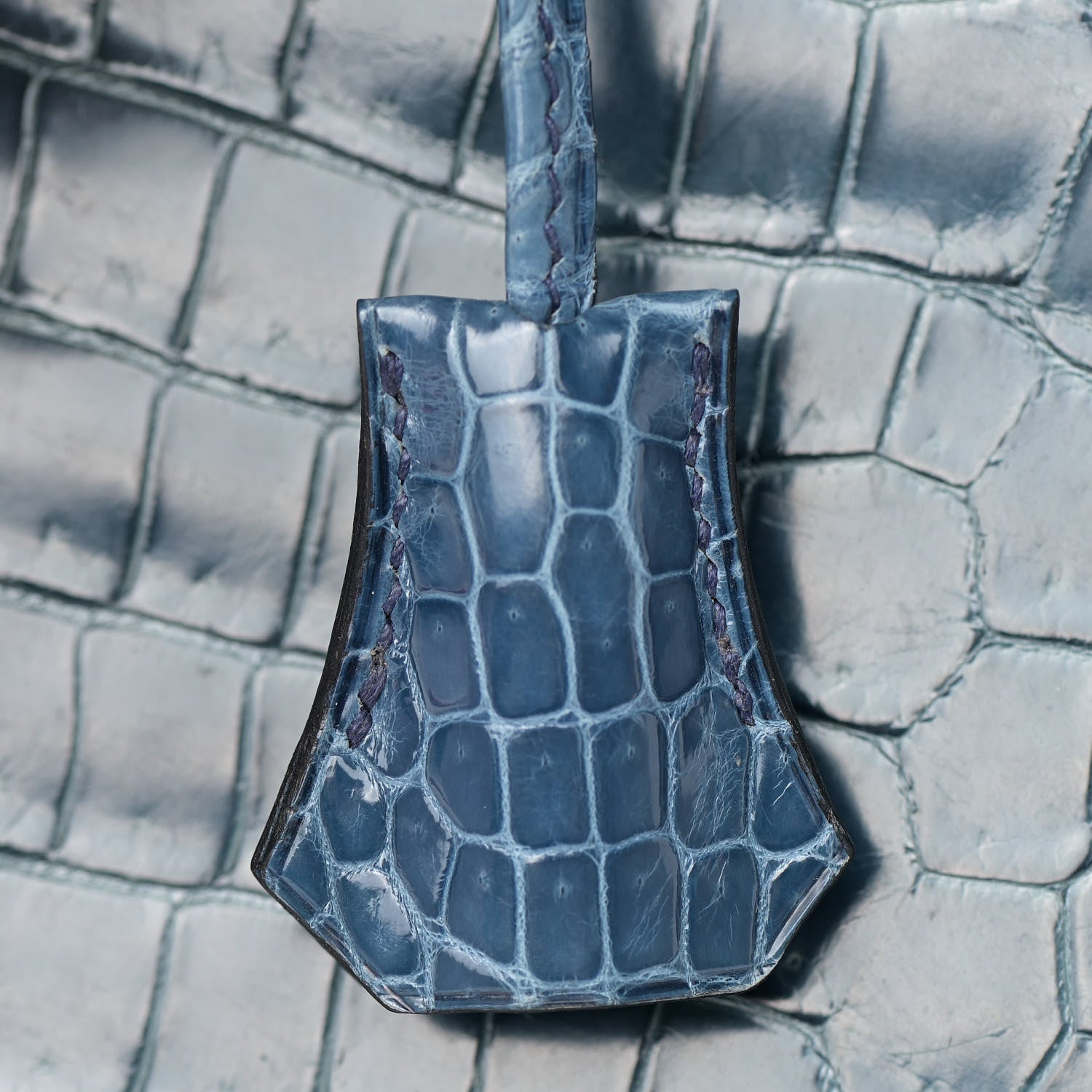 Hermes Shiny Porosus Crocodile Birkin 35 Bleu Roi 29 of 39