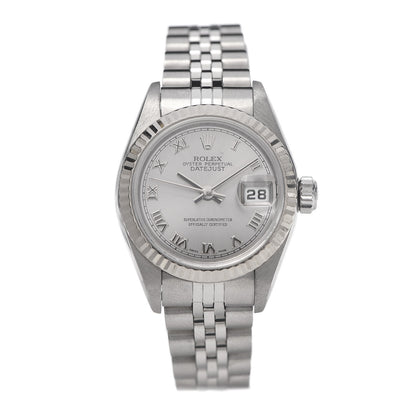 Rolex Stainless Steel 18K White Gold 26mm Oyster Perpetual Datejust Watch Silver Roman 79174 1 of 7