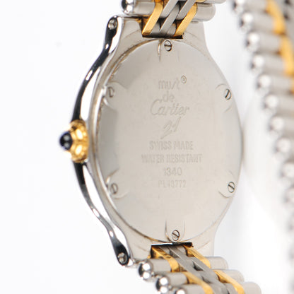 Cartier Stainless Steel 18K Yellow Gold 28mm Must De 21 Bullet Link Quartz Watch 9 of 11
