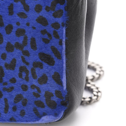Saint Laurent Pony Hair Calfskin Monogram Leopard Print Medium Punk Chain Bag Blue 15 of 18