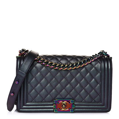 Chanel Iridescent Goatskin Quilted Medium Boy Flap Purple 1 of 10