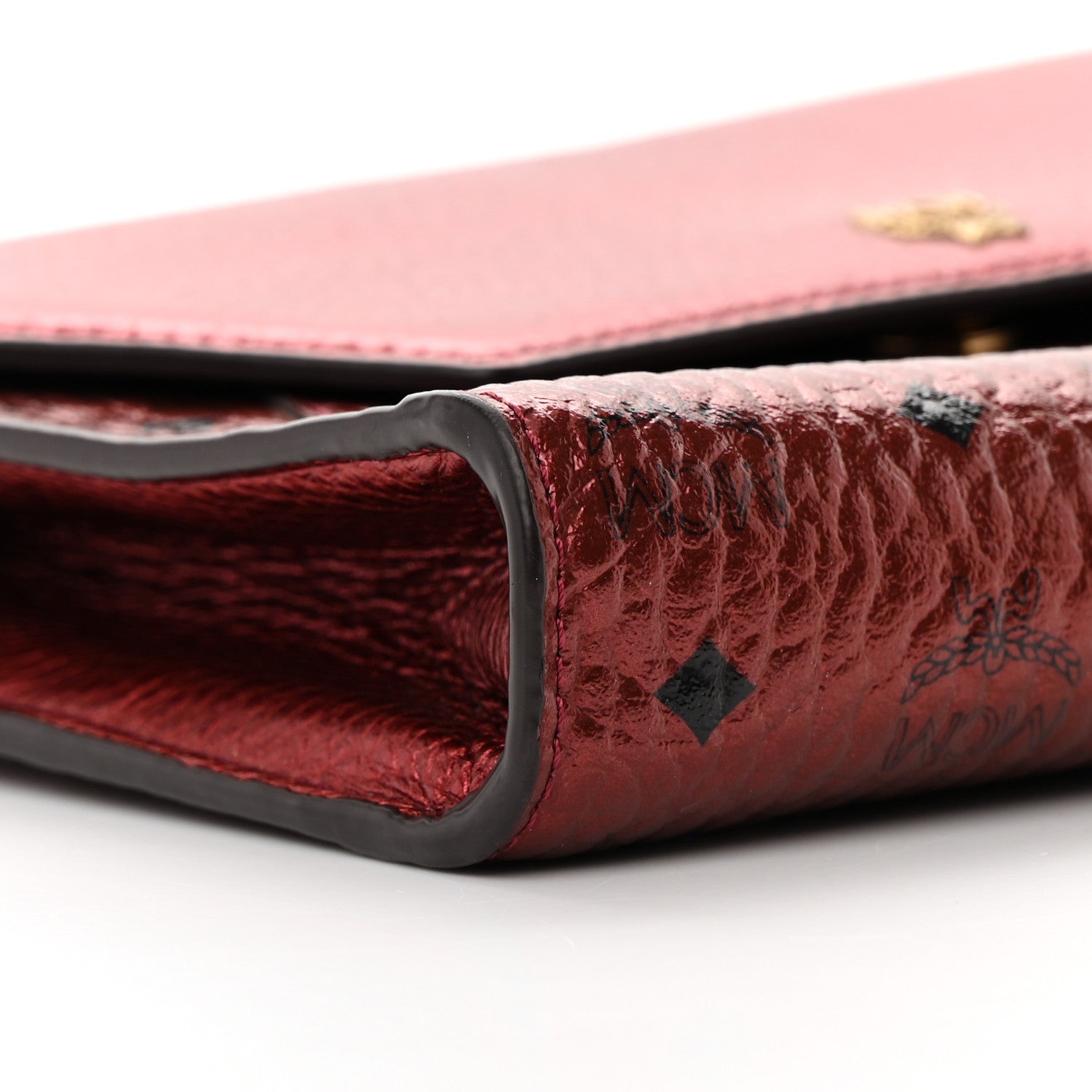 MCM Metallic Calfskin Visetos Monogram Love Letter Crossbody Scooter Red 9 of 15