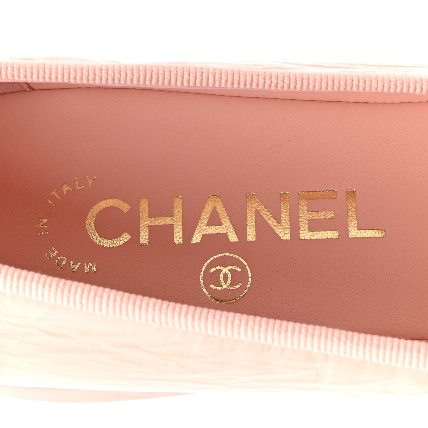 Chanel Shiny Crumpled Calfskin Patent CC Cap Toe Ballerina Flats 41 Light Pink Black 8 of 10