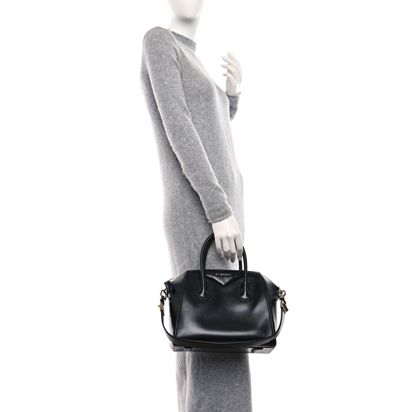 Shiny Lord Calfskin Small Antigona Black