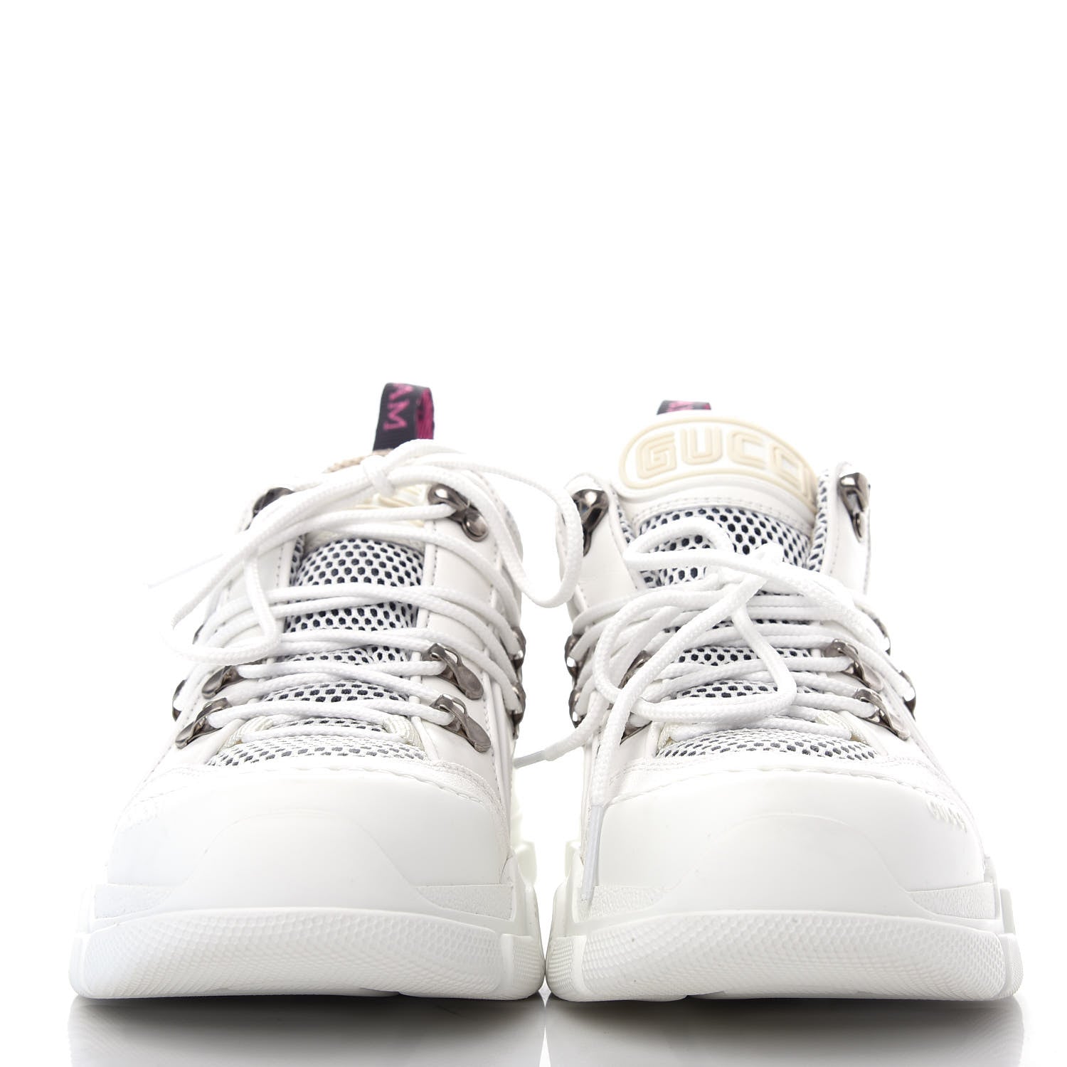 Gucci X SEGA Mesh Calfskin Suede Womens Flashtrek Sneakers 37.5 Great White 2 of 10
