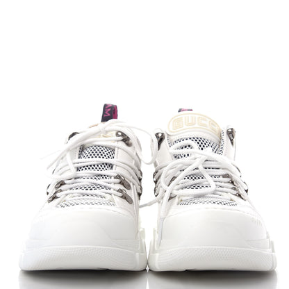 Gucci X SEGA Mesh Calfskin Suede Womens Flashtrek Sneakers 37.5 Great White 2 of 10