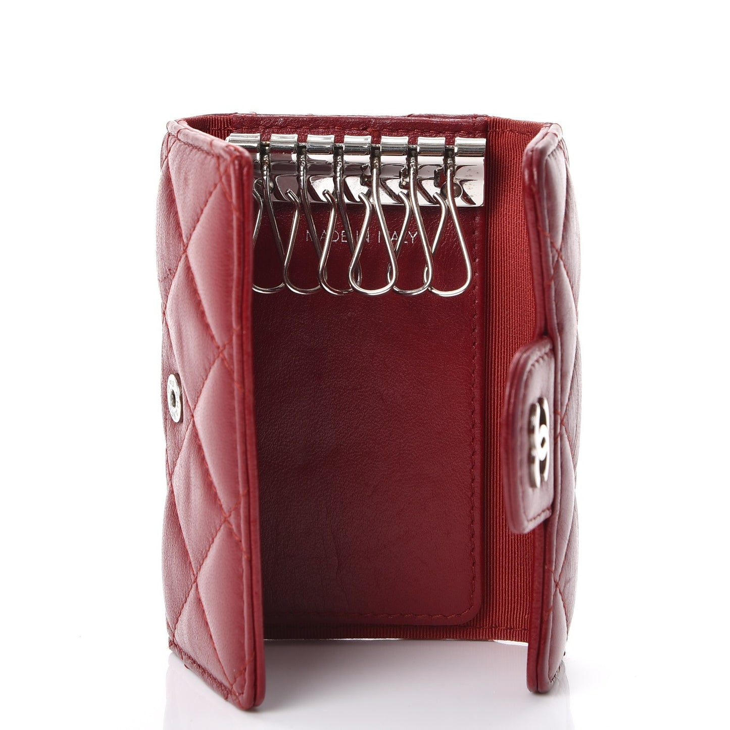 Lambskin Quilted 6 Key Holder Red