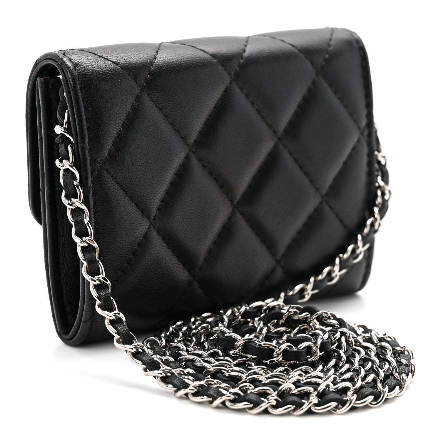 Chanel Lambskin Quilted Card Holder On Chain Black 3 of 11