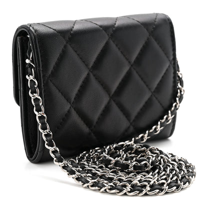 Chanel Lambskin Quilted Card Holder On Chain Black 3 of 11