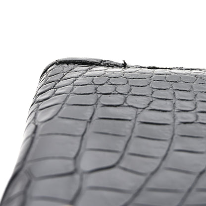 Hermes Shiny Alligator Bearn Gusset Wallet Black 9 of 11