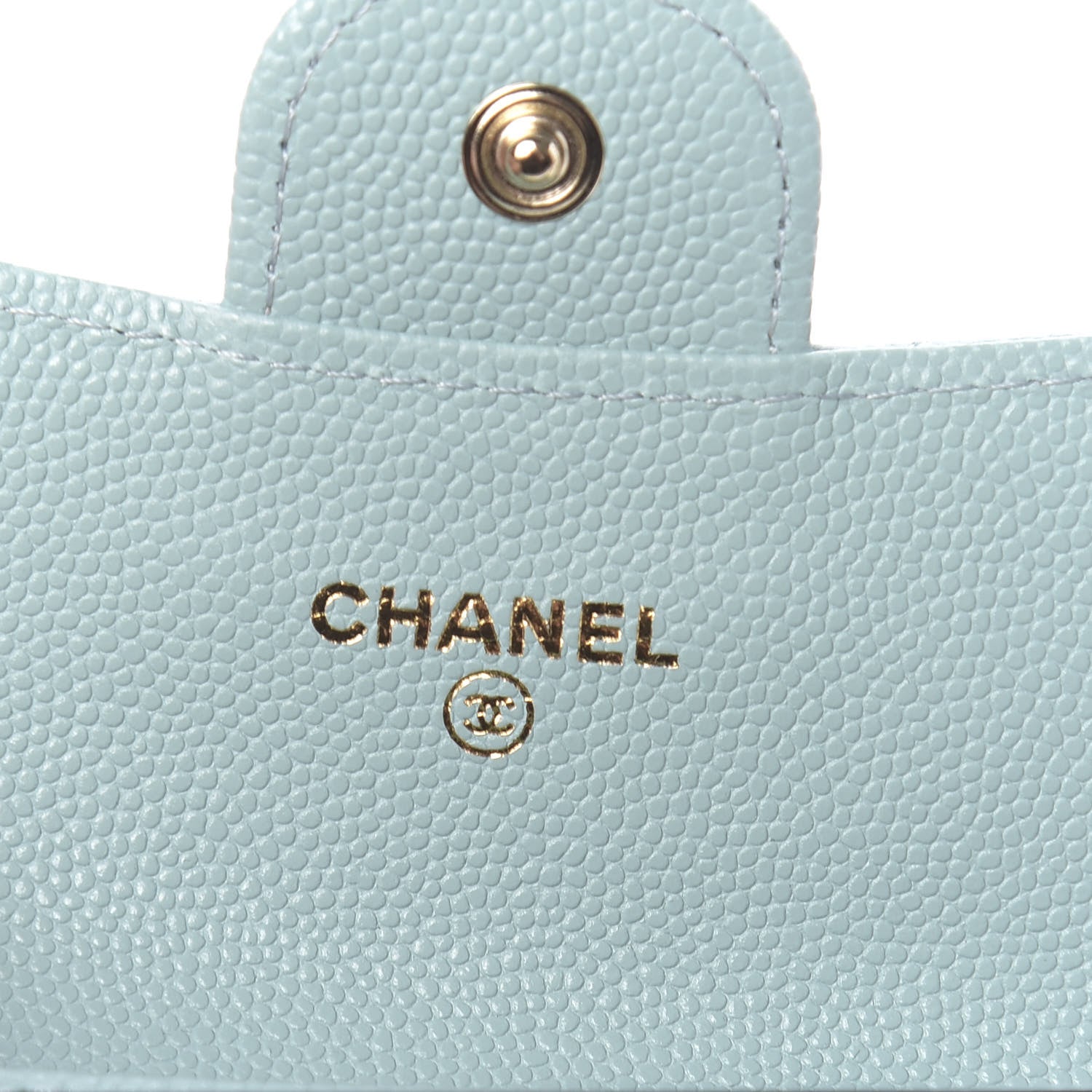 Chanel Caviar Quilted Flap Card Holder Wallet Light Blue 6 of 8