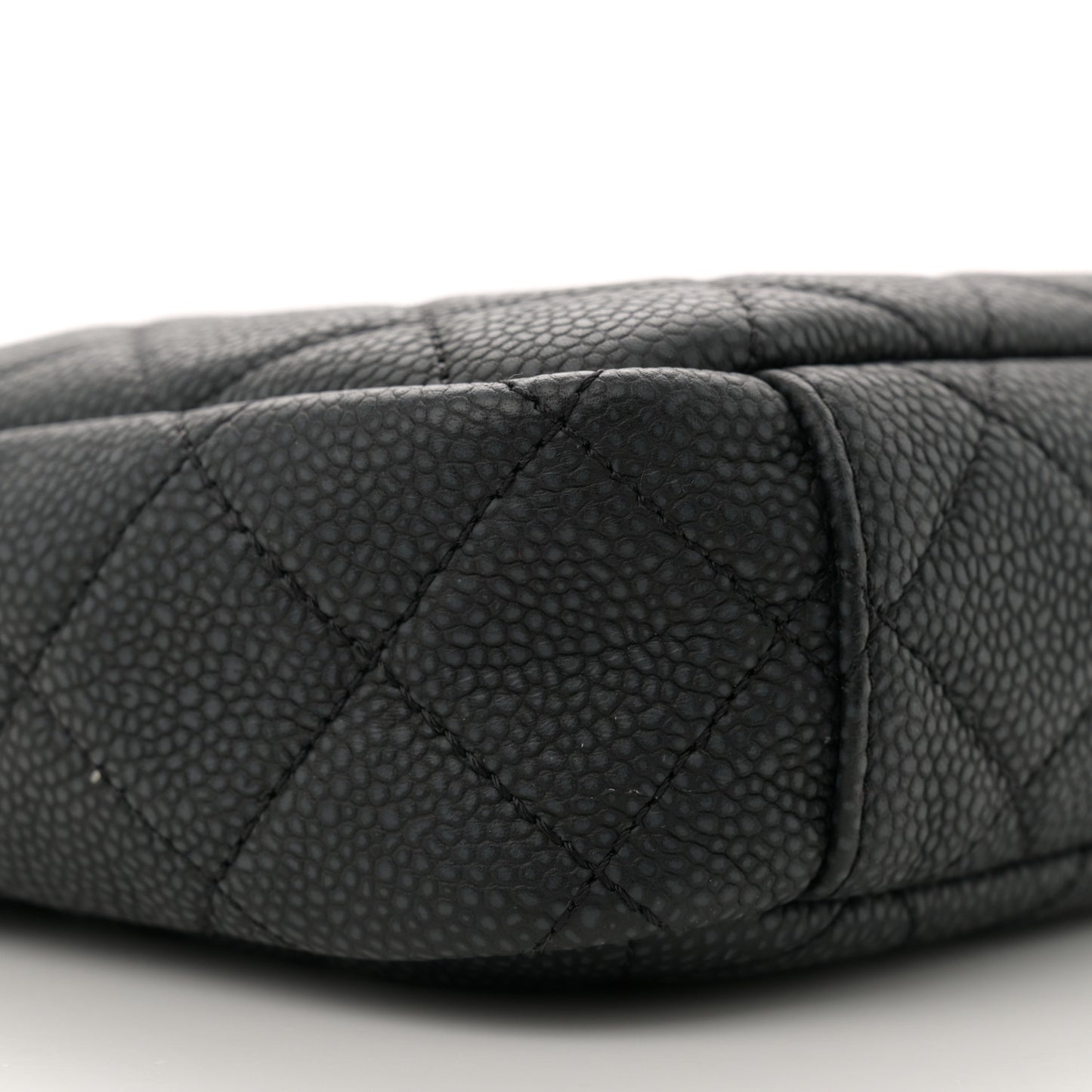 Iridescent Caviar Quilted Small Coco Tassel Camera Case Black