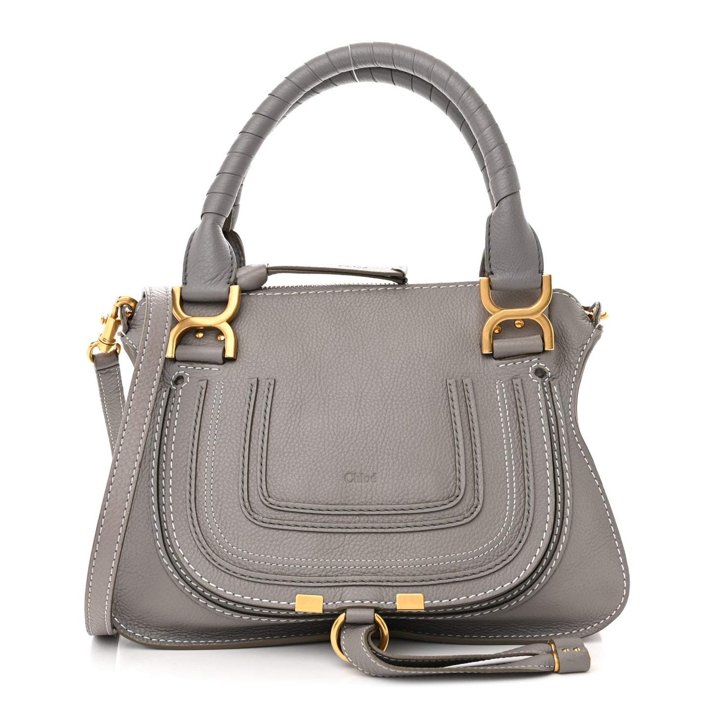 Calfskin Small Marcie Satchel Cashmere Grey