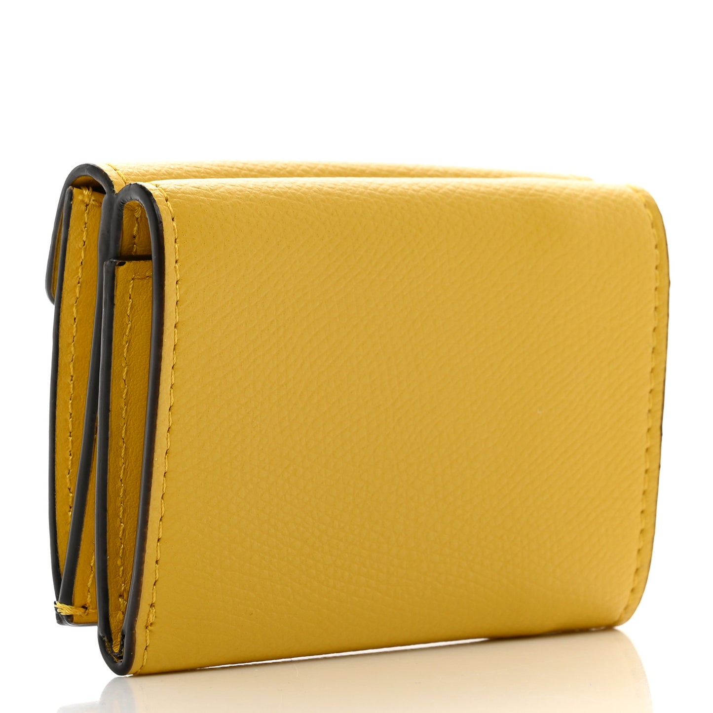 Vitello Liberty F is Fendi Bi-Color FF 1974 Embossed Micro Tri-Fold Envelope Wallet Maya Black Sunflower