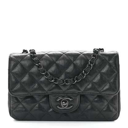 Chanel Crumpled Calfskin Quilted Mini Rectangular Flap So Black 1 of 12