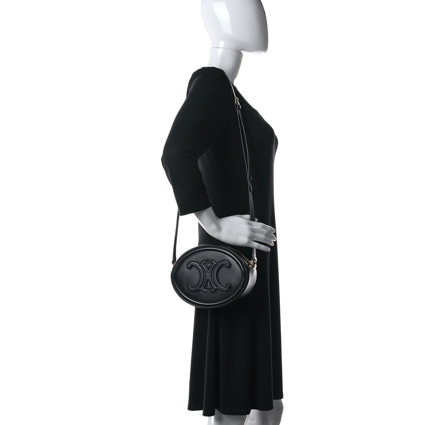 Smooth Calfskin Cuir Triomphe Oval Bag Black