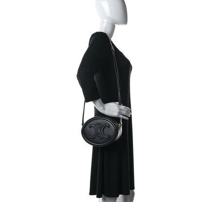 Celine Smooth Calfskin Cuir Triomphe Oval Bag Black 2 of 11