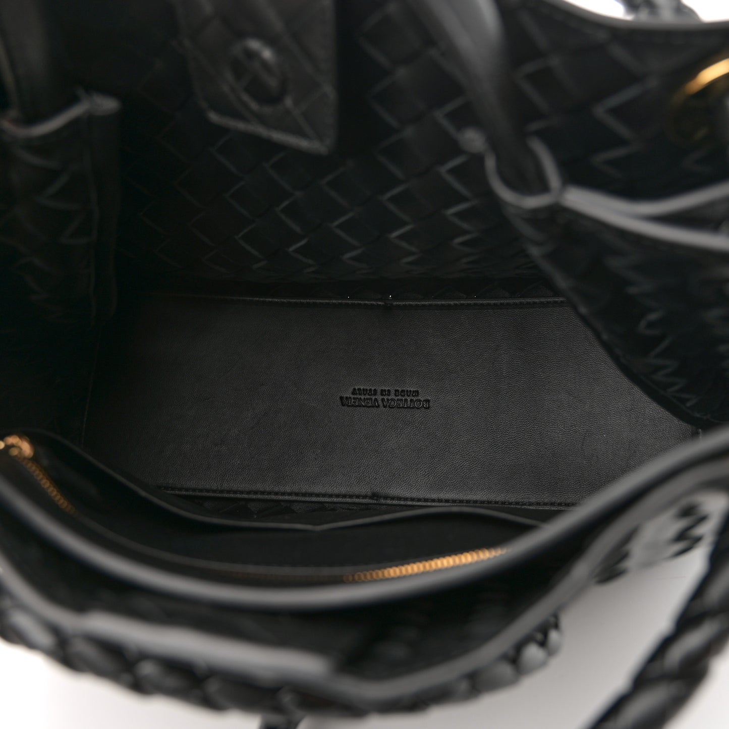 Nappa Intrecciato Medium Andiamo Shoulder Bag Black