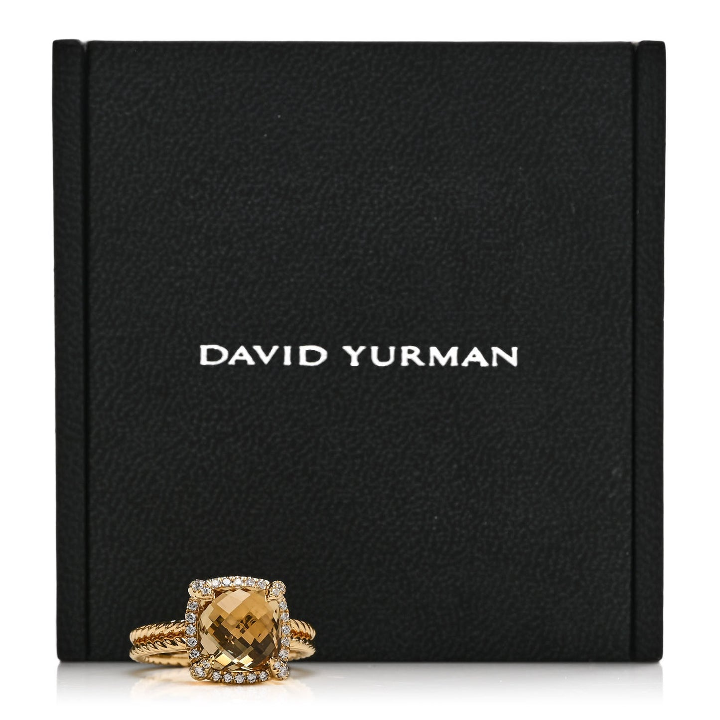 18K Yellow Gold Diamond Champagne Citrine 9mm Chatelaine Pave Bezel Ring 52 6