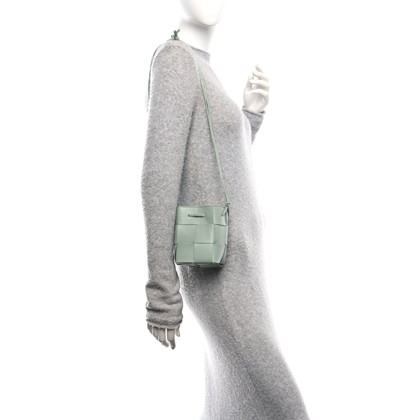 Nappa Maxi Intrecciato Mini Cassette Bucket Bag New Sauge