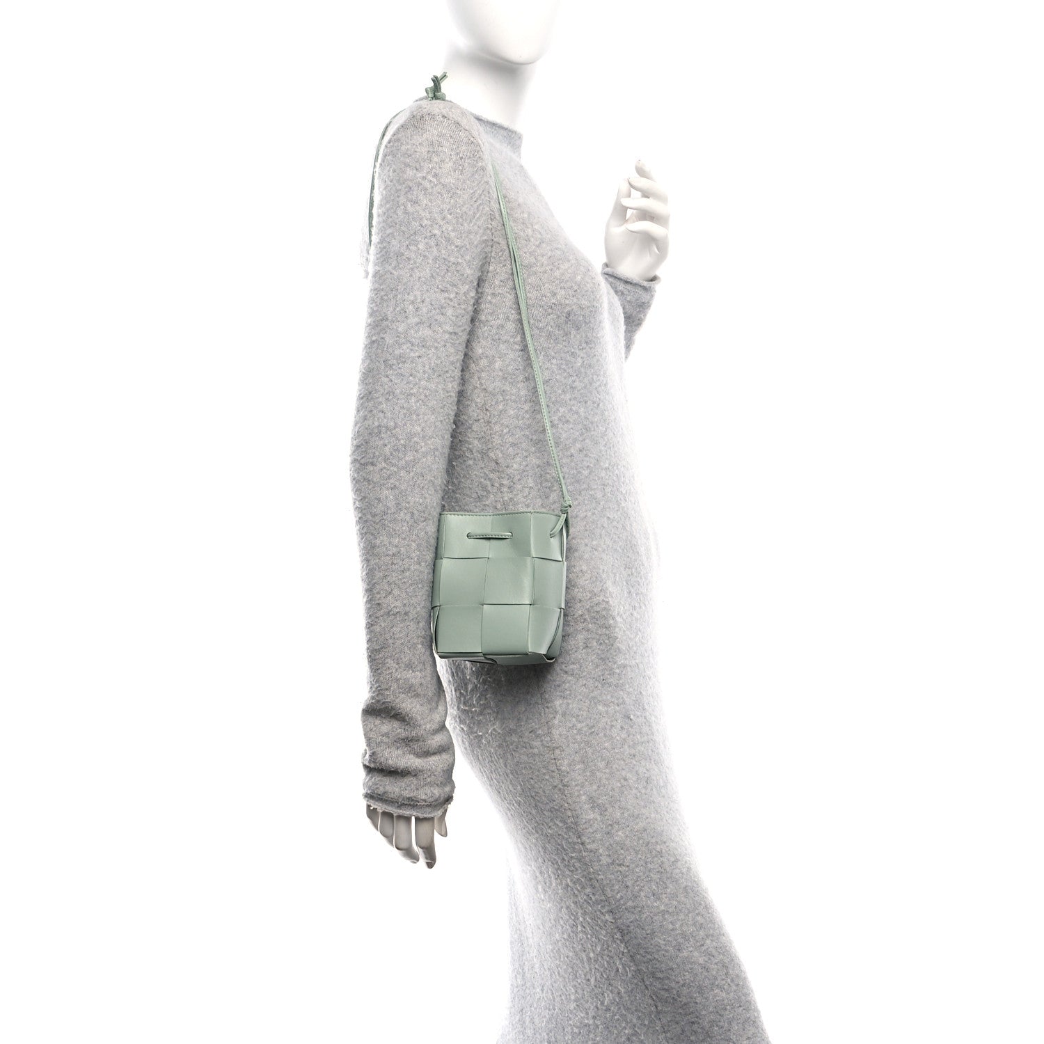 Bottega Veneta Nappa Maxi Intrecciato Mini Cassette Bucket Bag New Sauge 2 of 9