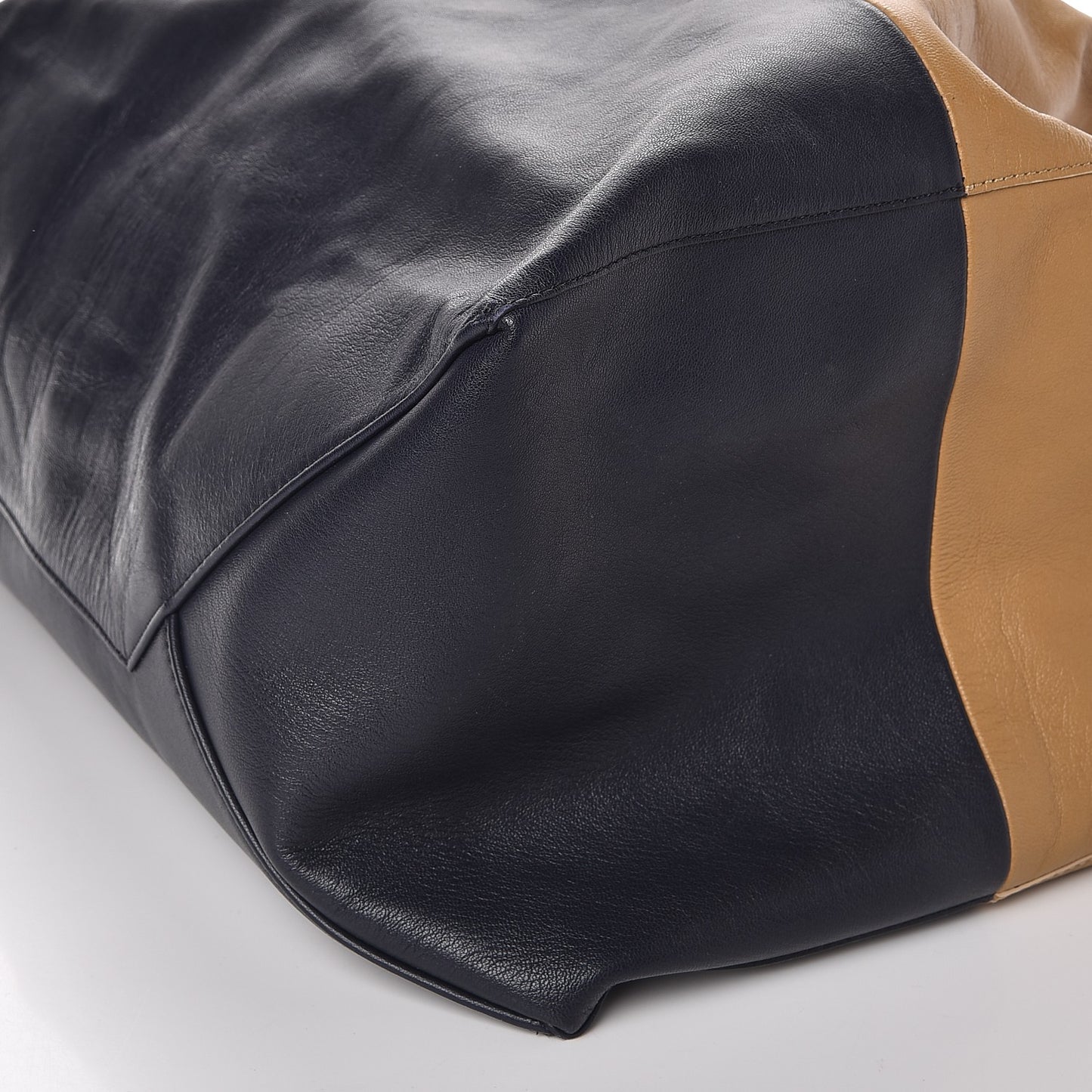 Lambskin Horizontal Bicolor Cabas Camel Midnight