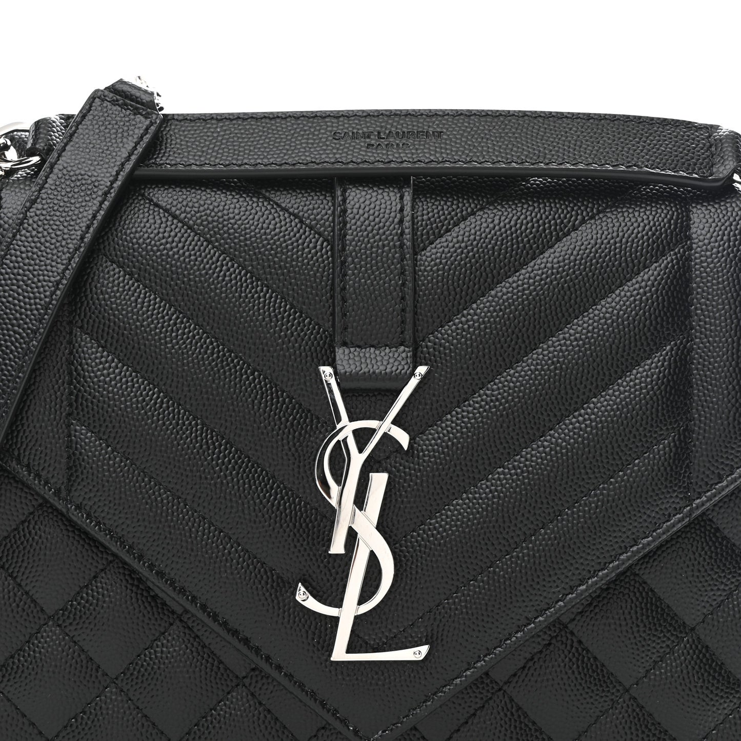 Grain De Poudre Textured Mixed Matelasse Triquilt Medium Monogram Satchel Black