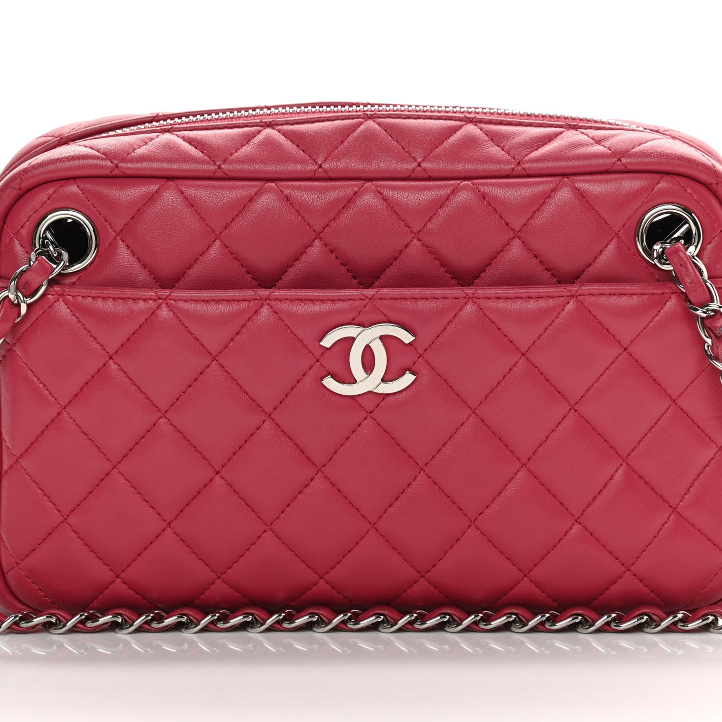 Lambskin Quilted Camera Case Pink
