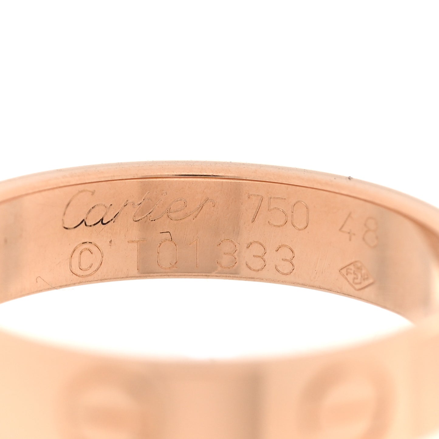 18K Pink Gold 3.5mm LOVE Wedding Band Ring 48 4.5