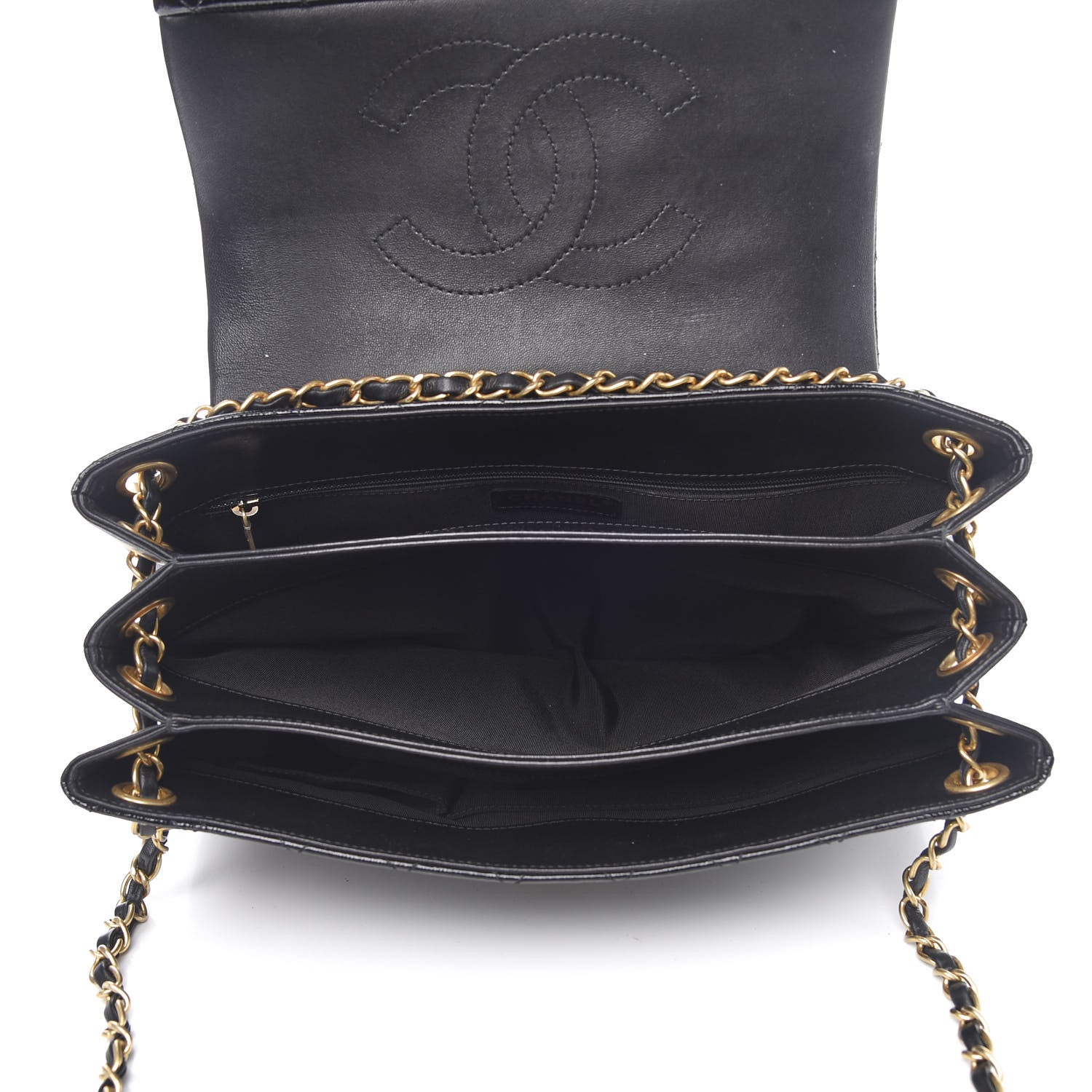 Chanel Patent Goatskin Quilted 3 Pocket Accordion Flap Black 5 of 14