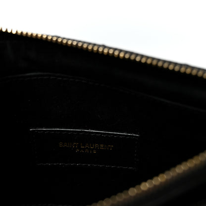 Saint Laurent Grain De Poudre Chevron Monogram Bill Pouch Black 6 of 6