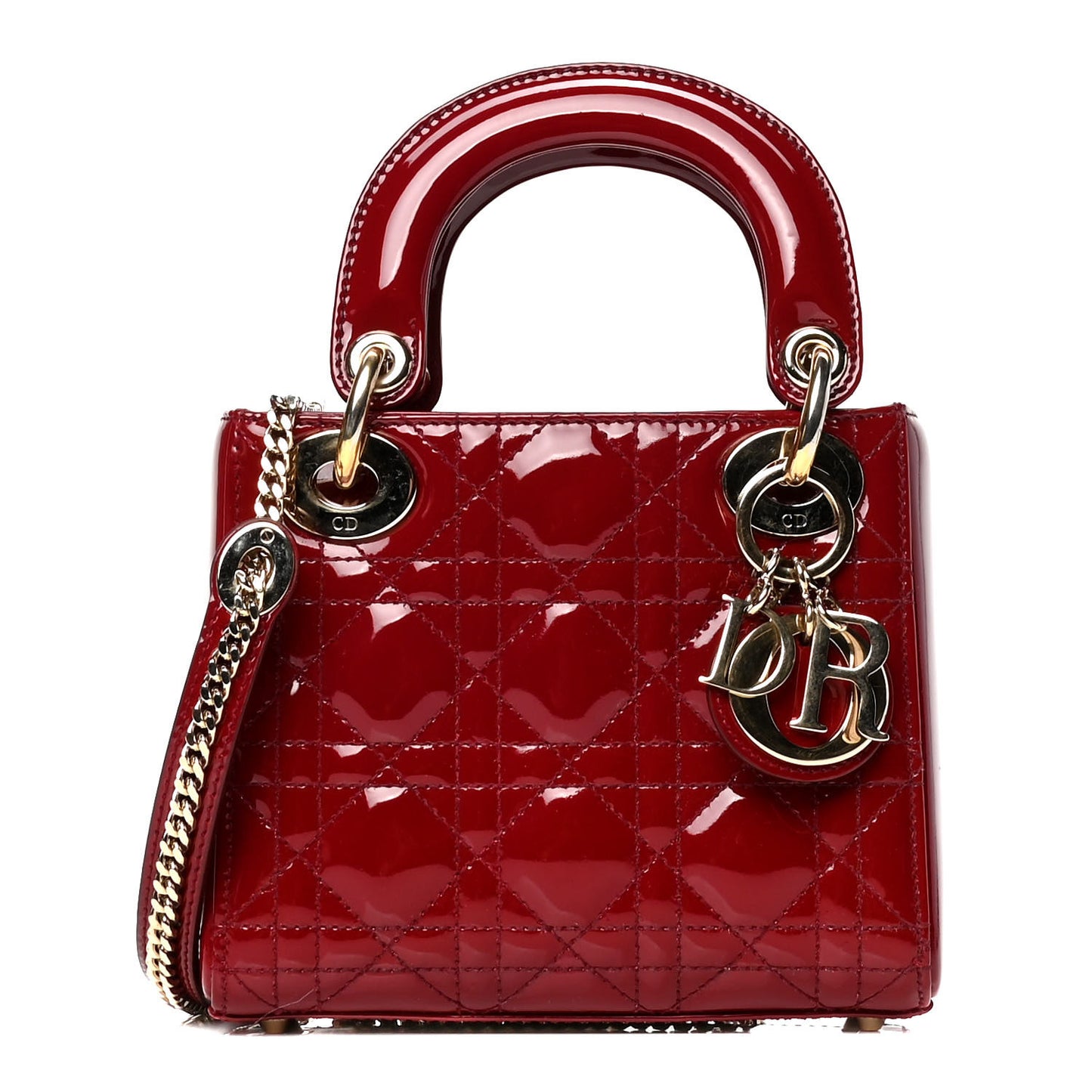 Patent Cannage Mini Lady Dior Red